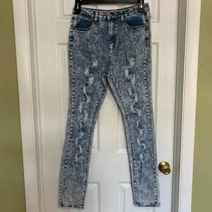 Judy Blue acid wash ultra high rise distressed skinny jeans size 13 (Juniors)